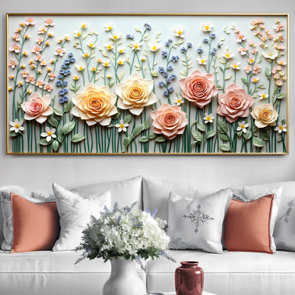 Garden Rhapsody floral canvas wall art with rich cheerful blooms, ready to hang