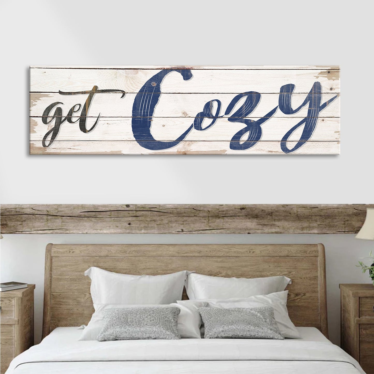 Get Cozy Canvas Wall Art Sign - Rustic Style
