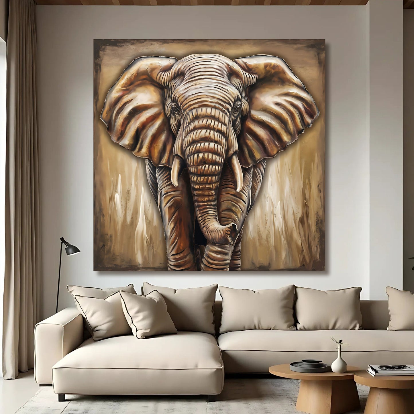 3D Elephant Canvas Wall Art