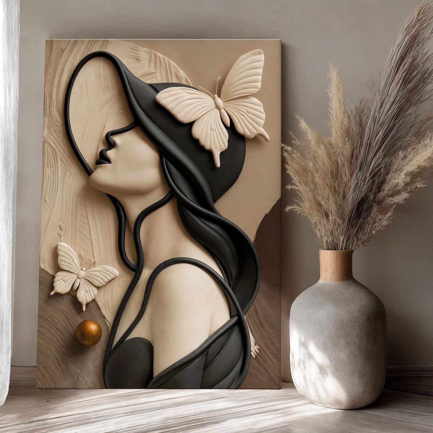 Woman's delicate lines canvas wall art with minimalist feminine line work