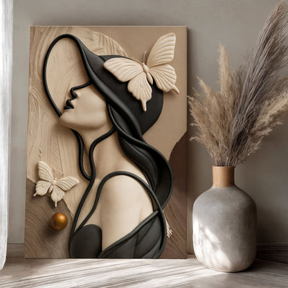 Woman's delicate lines canvas wall art with minimalist feminine line work