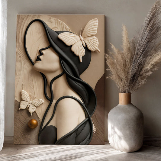 Woman's delicate lines canvas wall art with minimalist feminine line work
