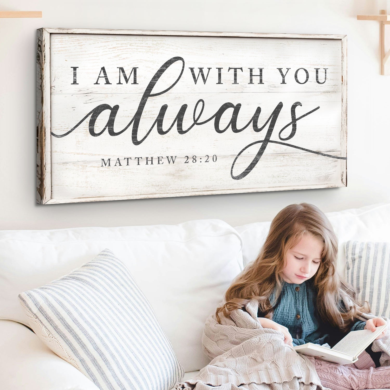 Matthew 28:20 I Am With You Always wide-format faith canvas wall art — scripture sign