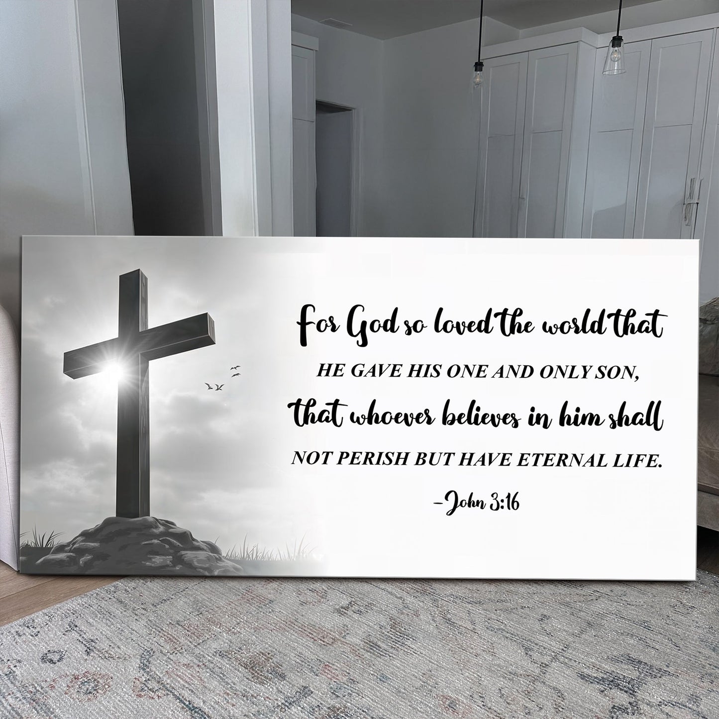 John 3:16 Christian canvas wall art sign - gallery wrapped UV-resistant ink