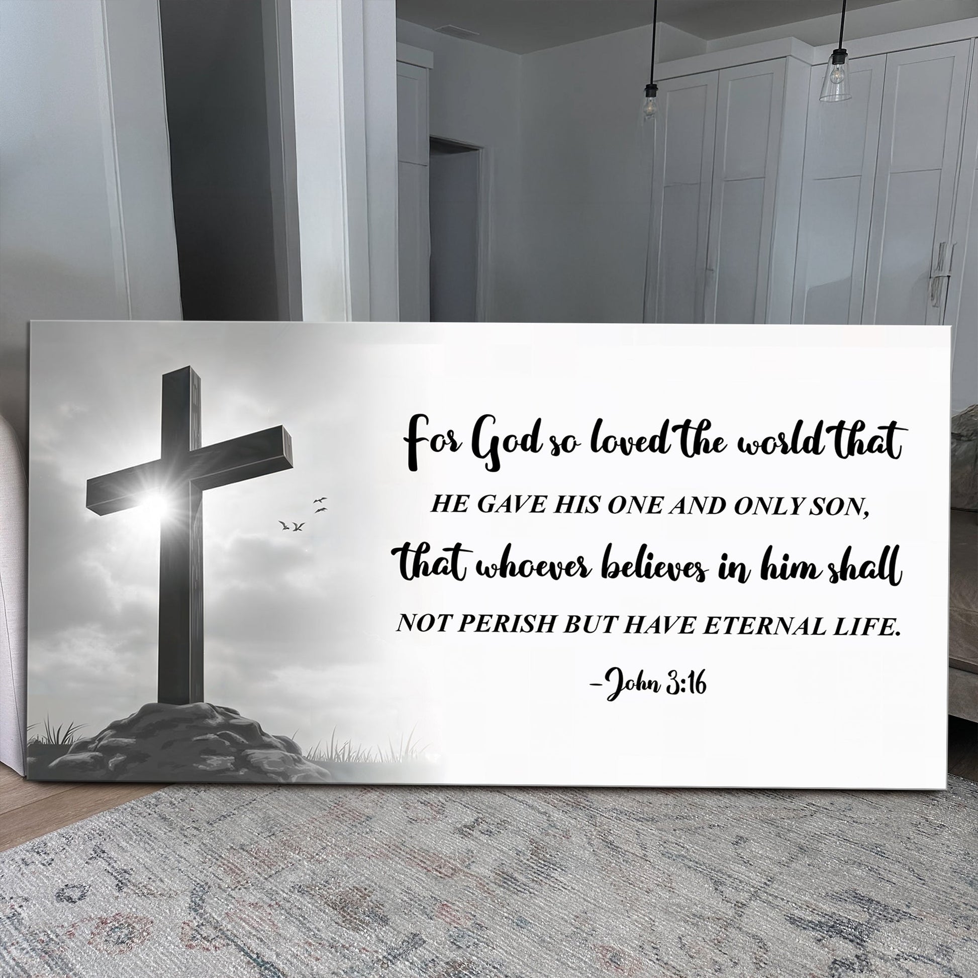 John 3:16 Christian canvas wall art sign - gallery wrapped UV-resistant ink