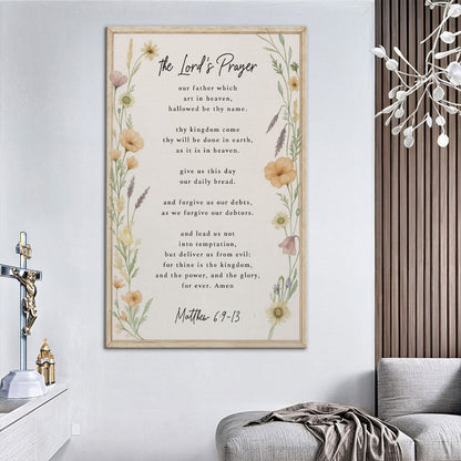 Lord's Prayer faith canvas wall art III landscape format with classic typography, gallery-wrapped