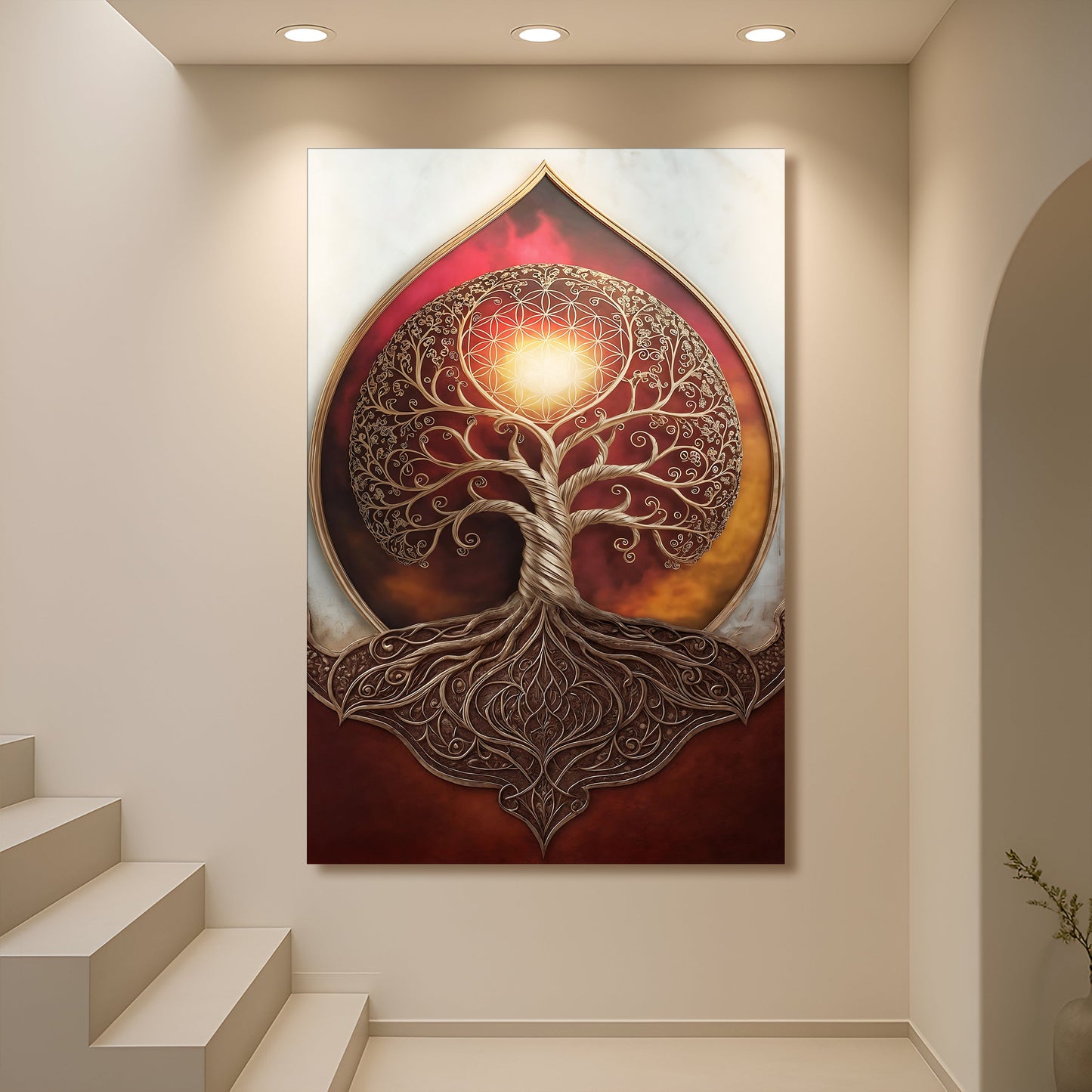 Tree of Life sacred geometry abstract canvas wall art - spiritual geometric design