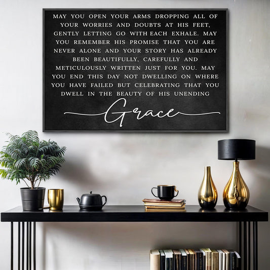 Unending Grace faith canvas sign - Christian grace message wall art decor
