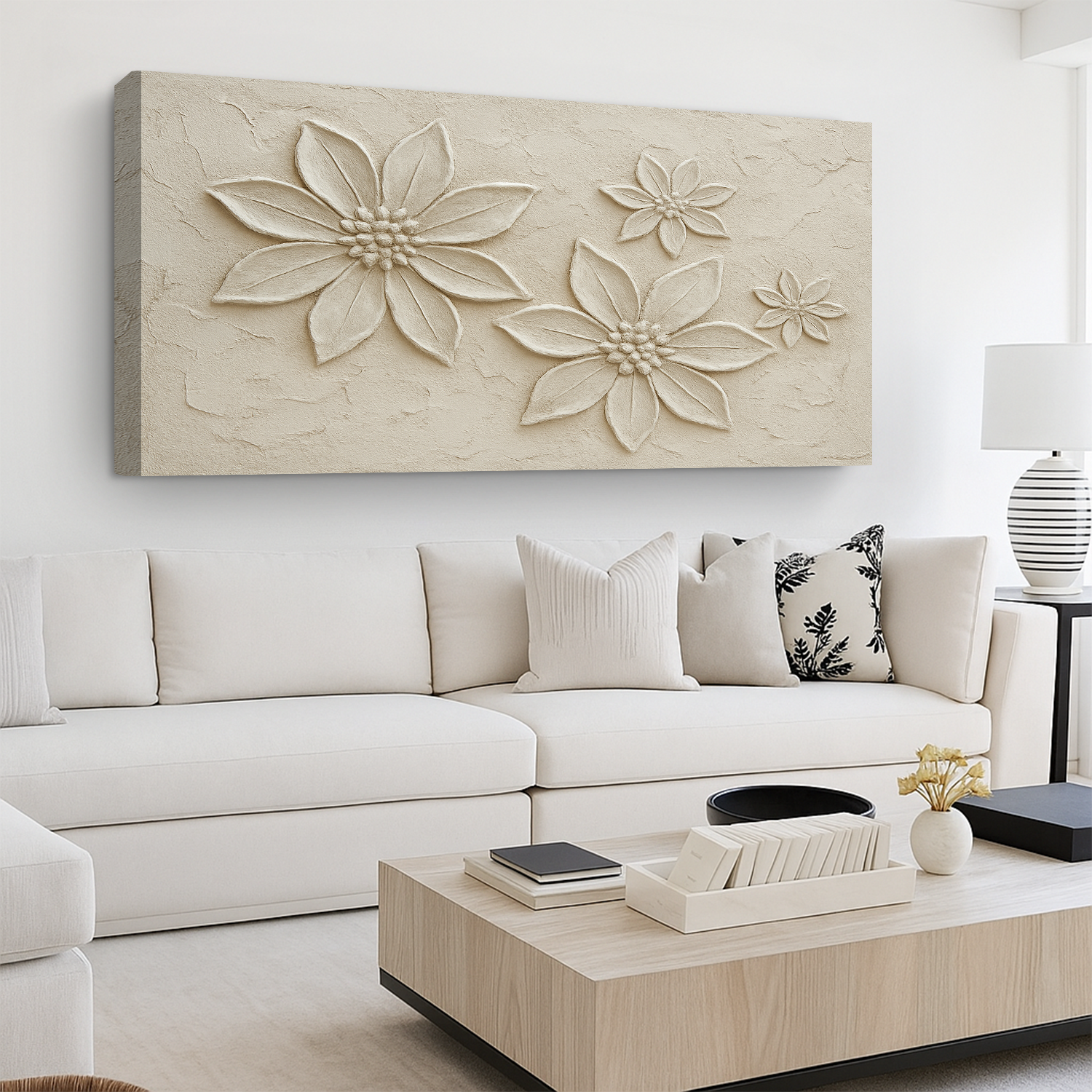 Floral abstract botanical canvas wall art expressive brushwork decor