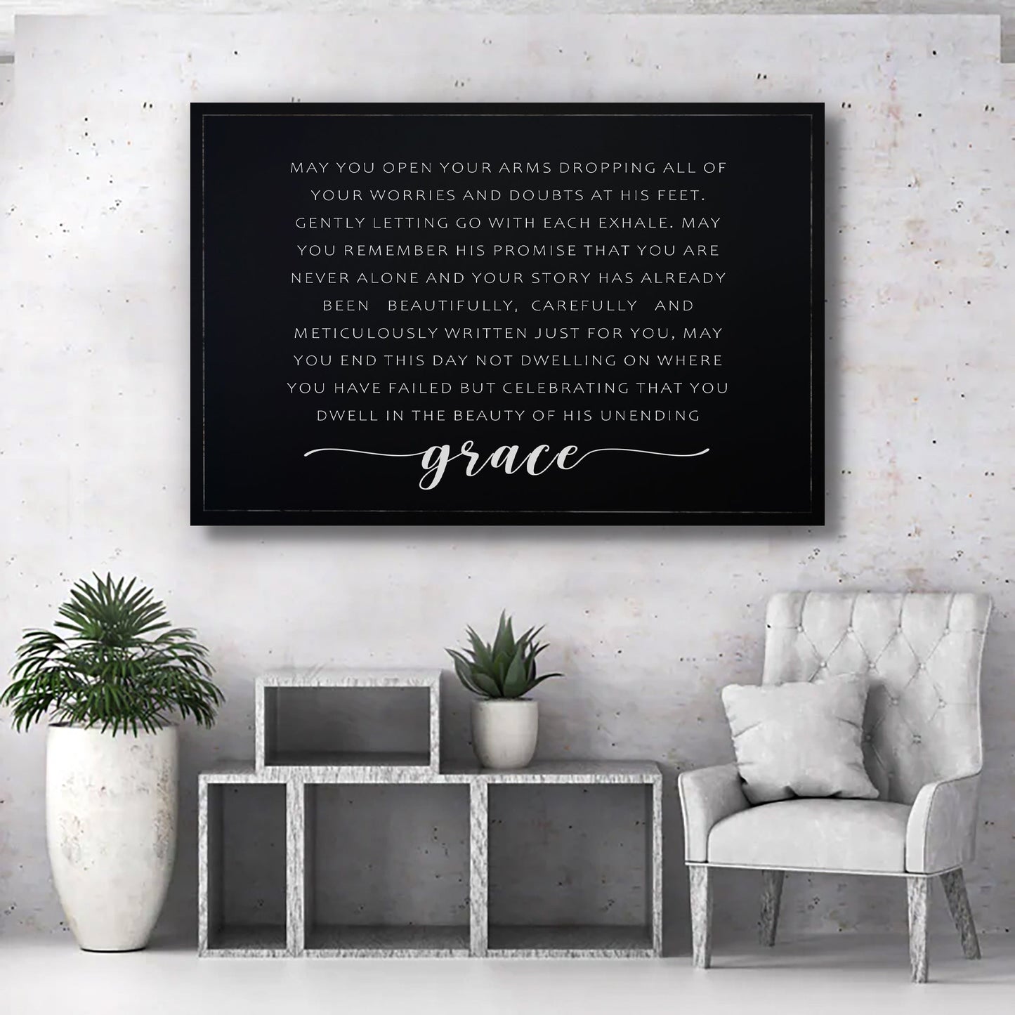 Unending Grace faith canvas wall art - Christian home decor sign