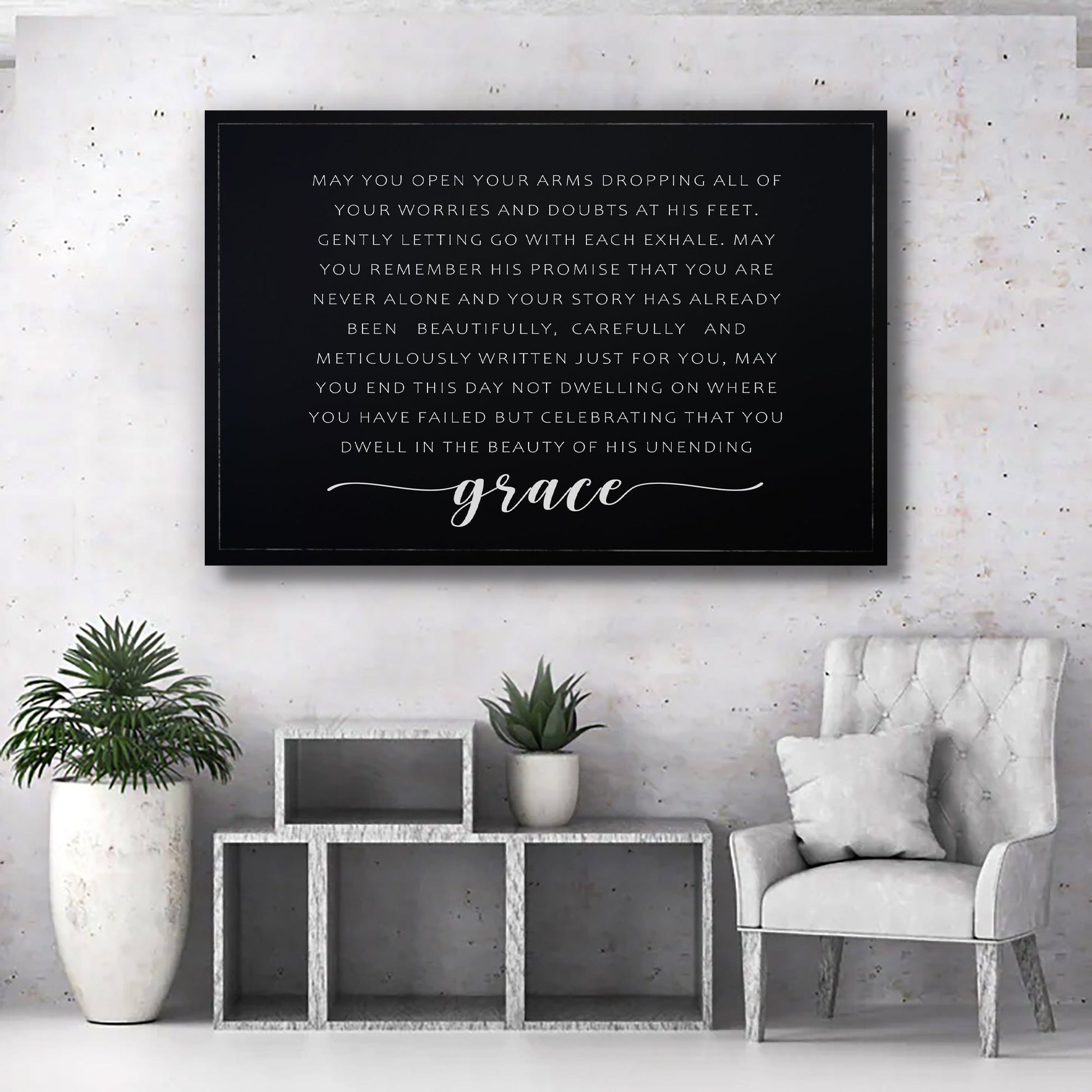 Unending Grace faith canvas wall art - Christian home decor sign