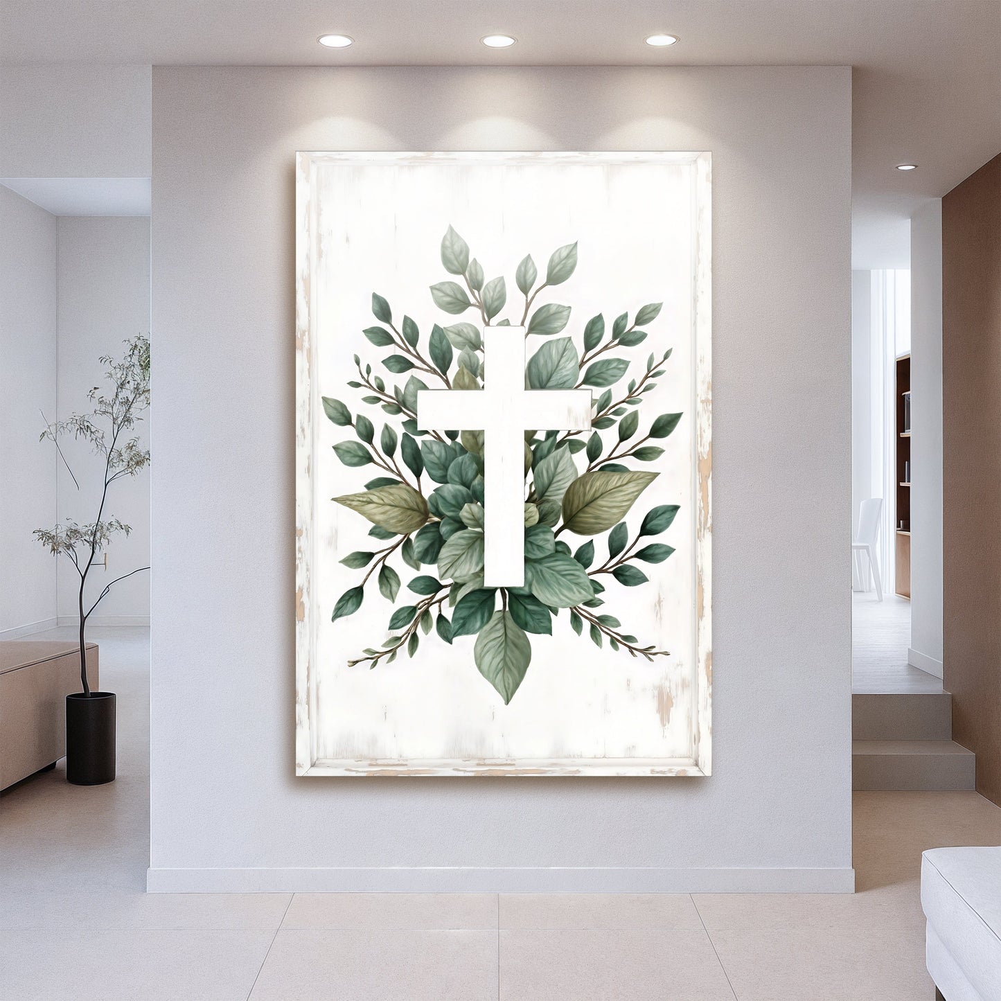 Minimalist cross faith canvas wall art style 2 — modern faith decor gallery wrapped