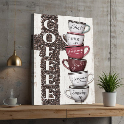 COFFEE faith sign canvas wall art design IV with Christian morning devotional