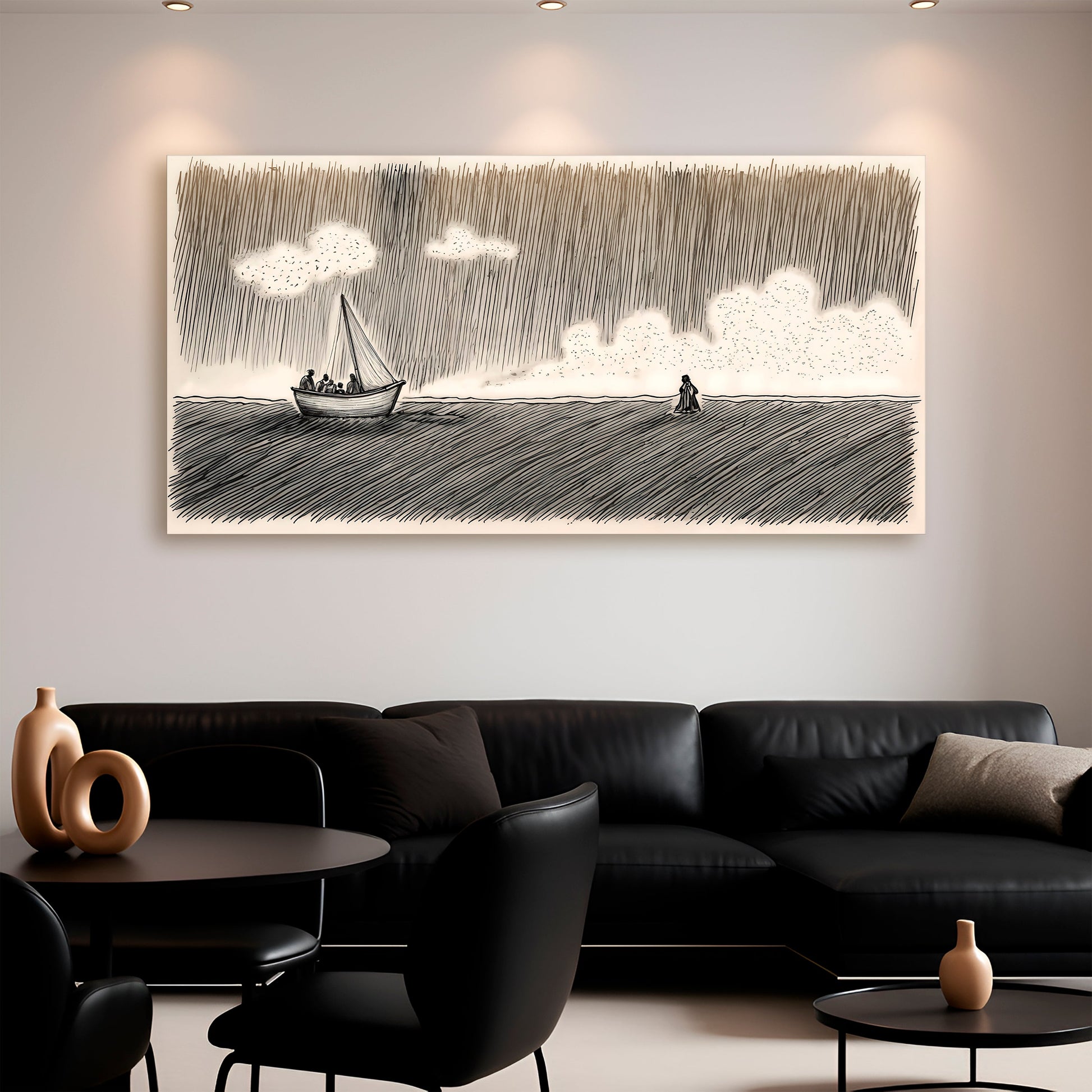 Jesus walking on water faith canvas art - UV-resistant ink made in USA