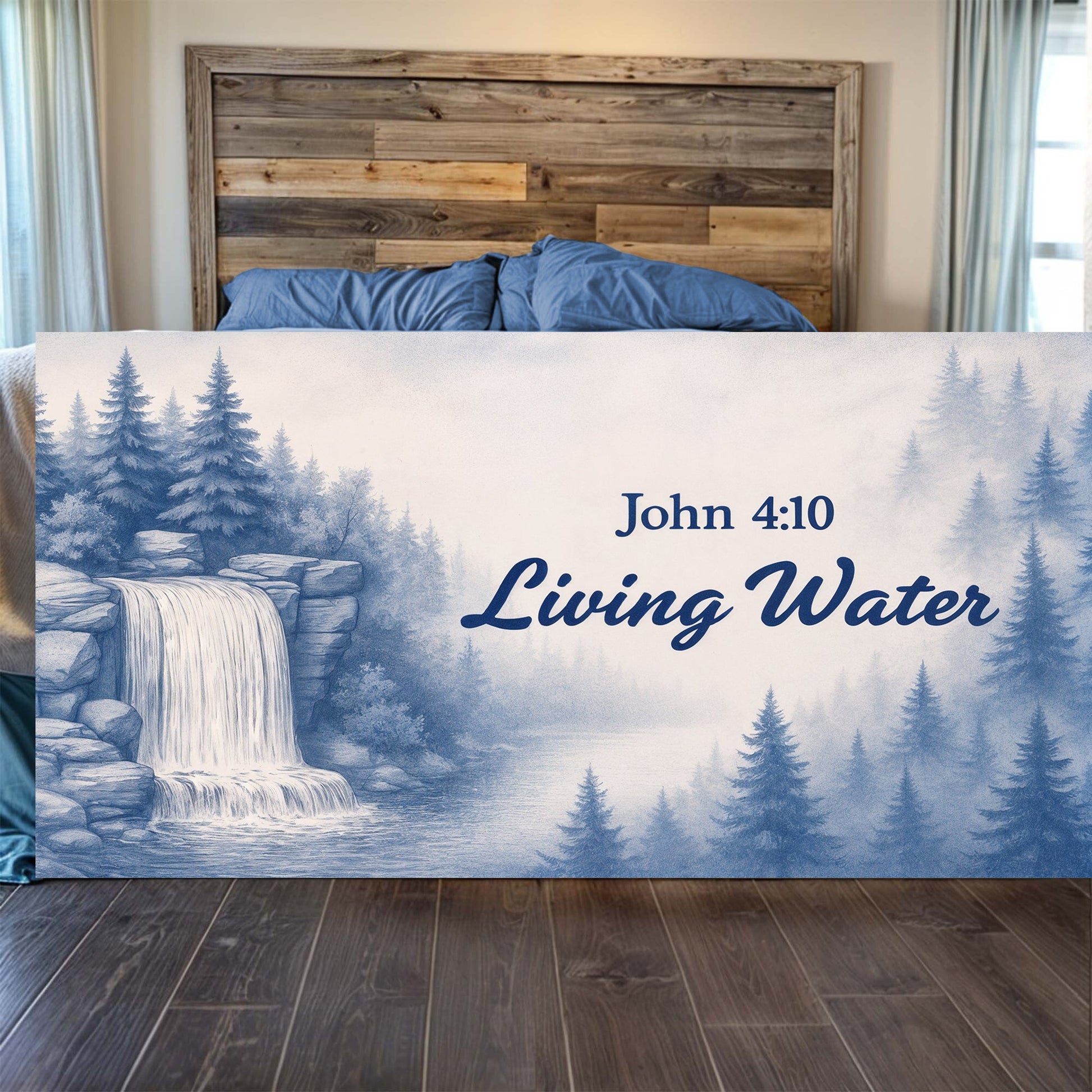 Living Water John 4:10 faith canvas sign — scripture wall art, gallery-wrapped, ready to hang