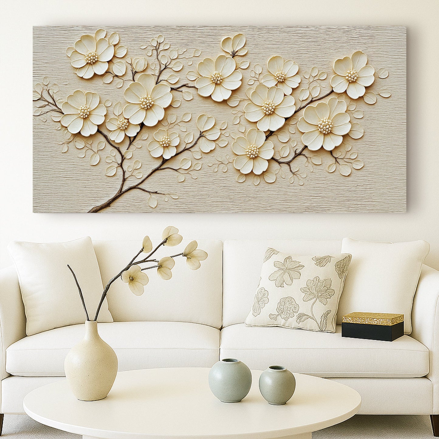 Minimalist abstract canvas wall art — wide clean-lined modern decor gallery wrapped