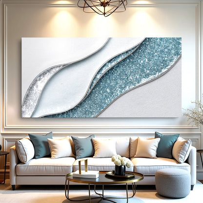 Lighter waves abstract canvas wall art in soft pale tones, ready to hang