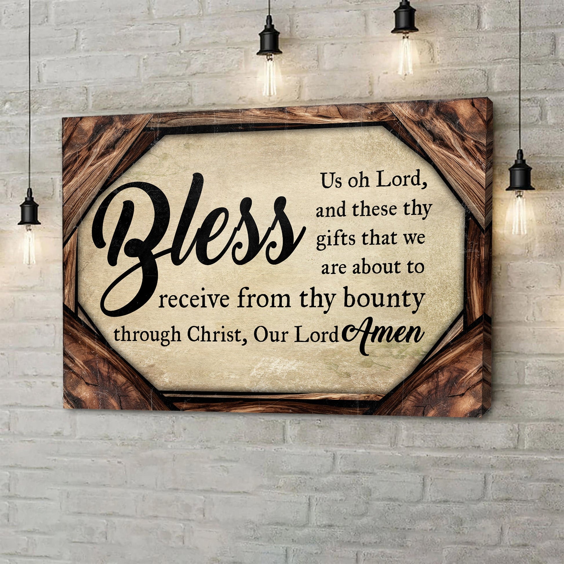 Bless us oh Lord faith canvas wall art with Christian prayer blessing typography design