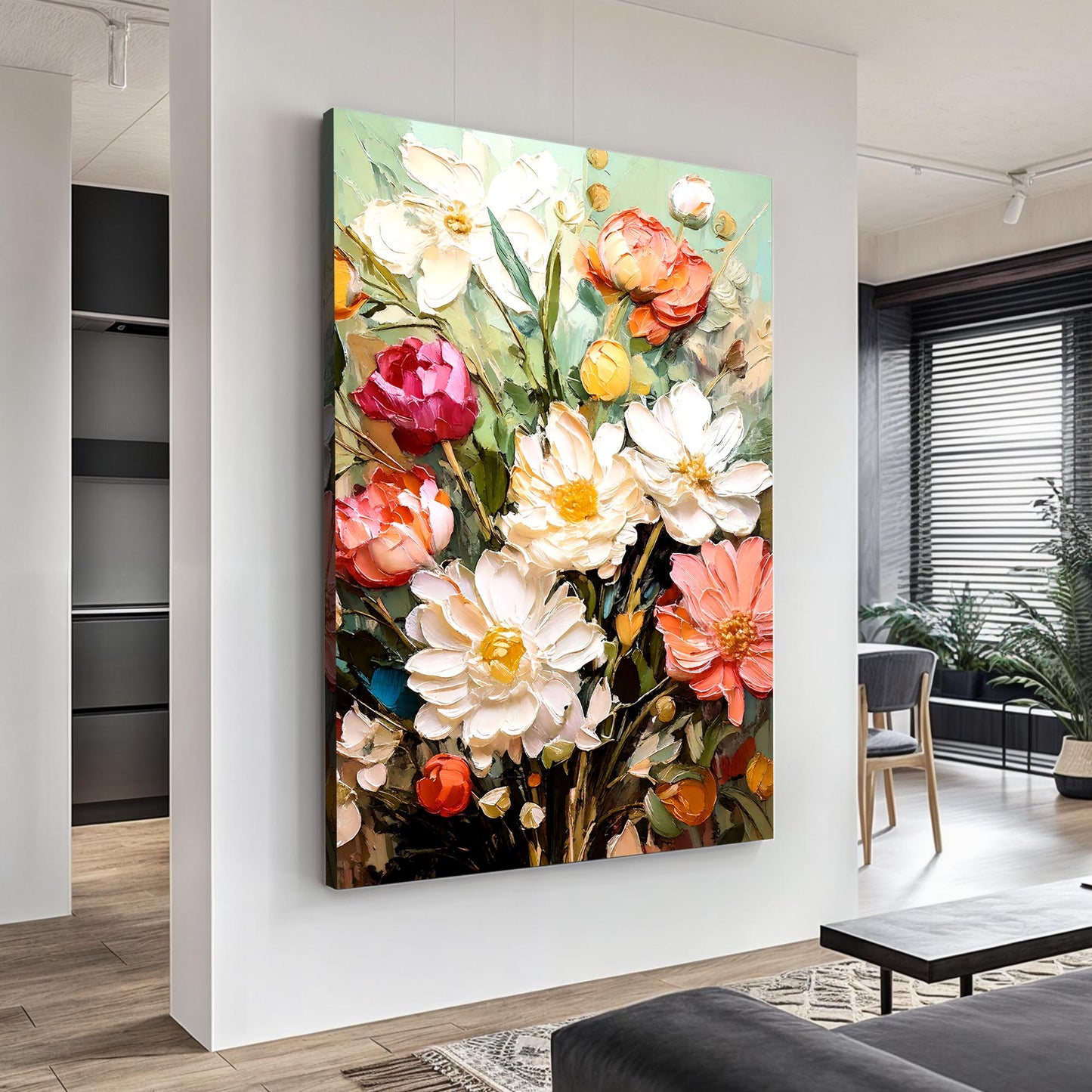 Serene Blossoms floral canvas wall art with soft delicate flower petals in tranquil calming tones