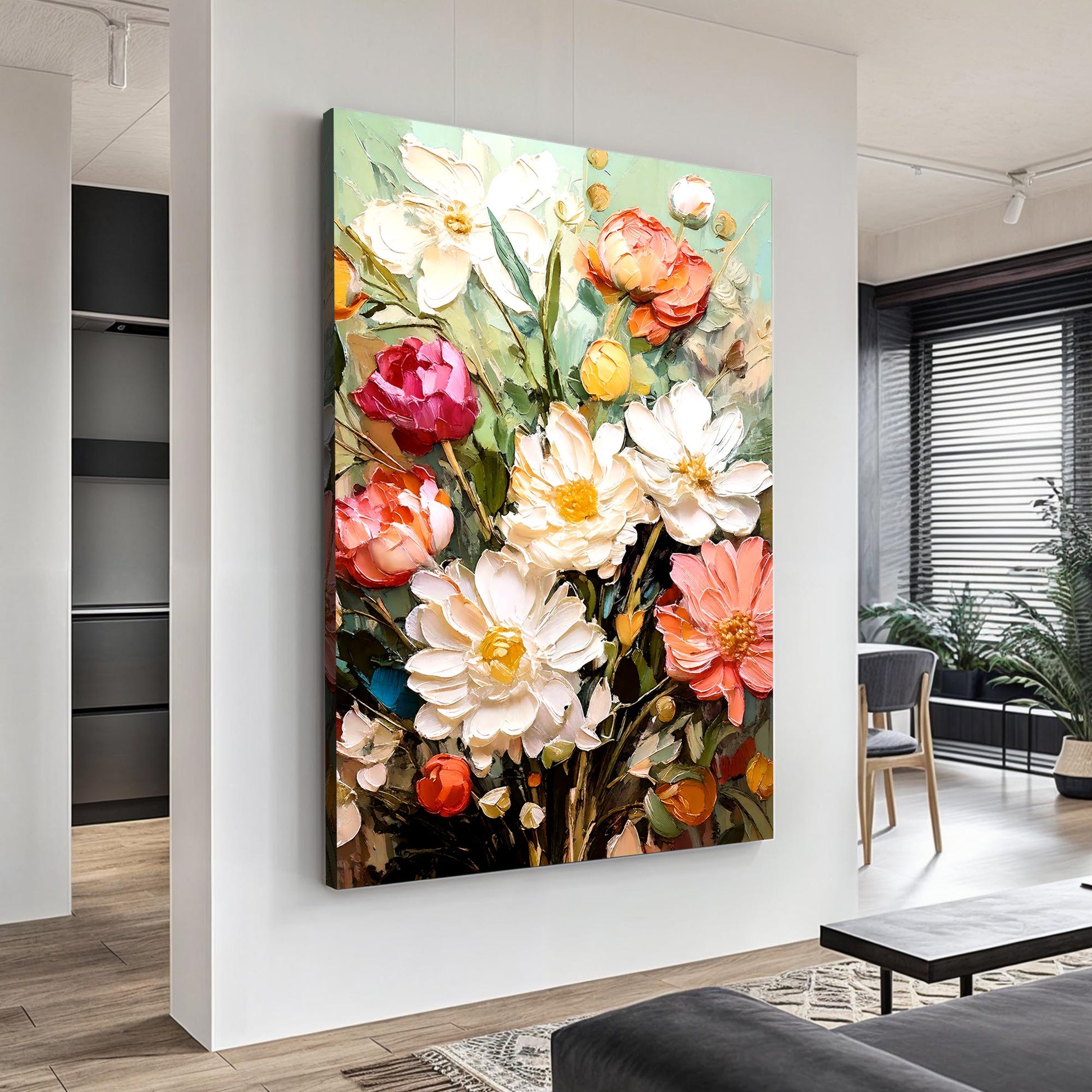 Serene Blossoms floral canvas wall art with soft delicate flower petals in tranquil calming tones