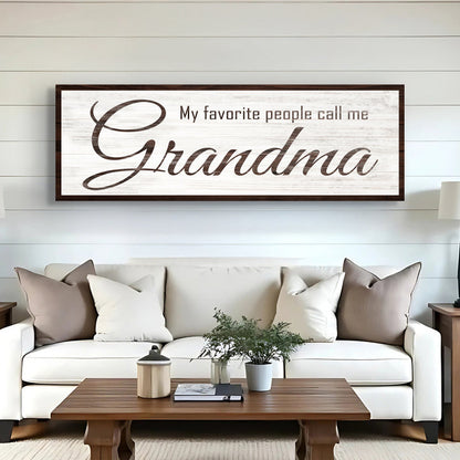 My Favorite People Call Me Grandma canvas shown in a styled room setting, view 2