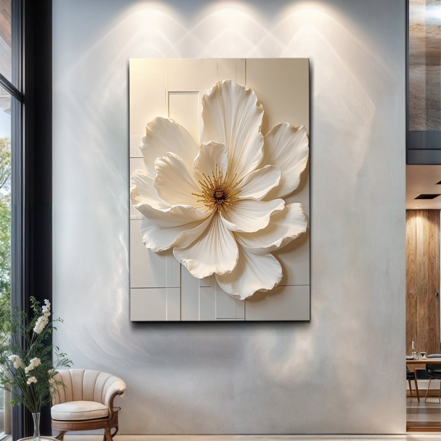 Bloom essence floral canvas wall art with soft organic blooms in warm modern palette