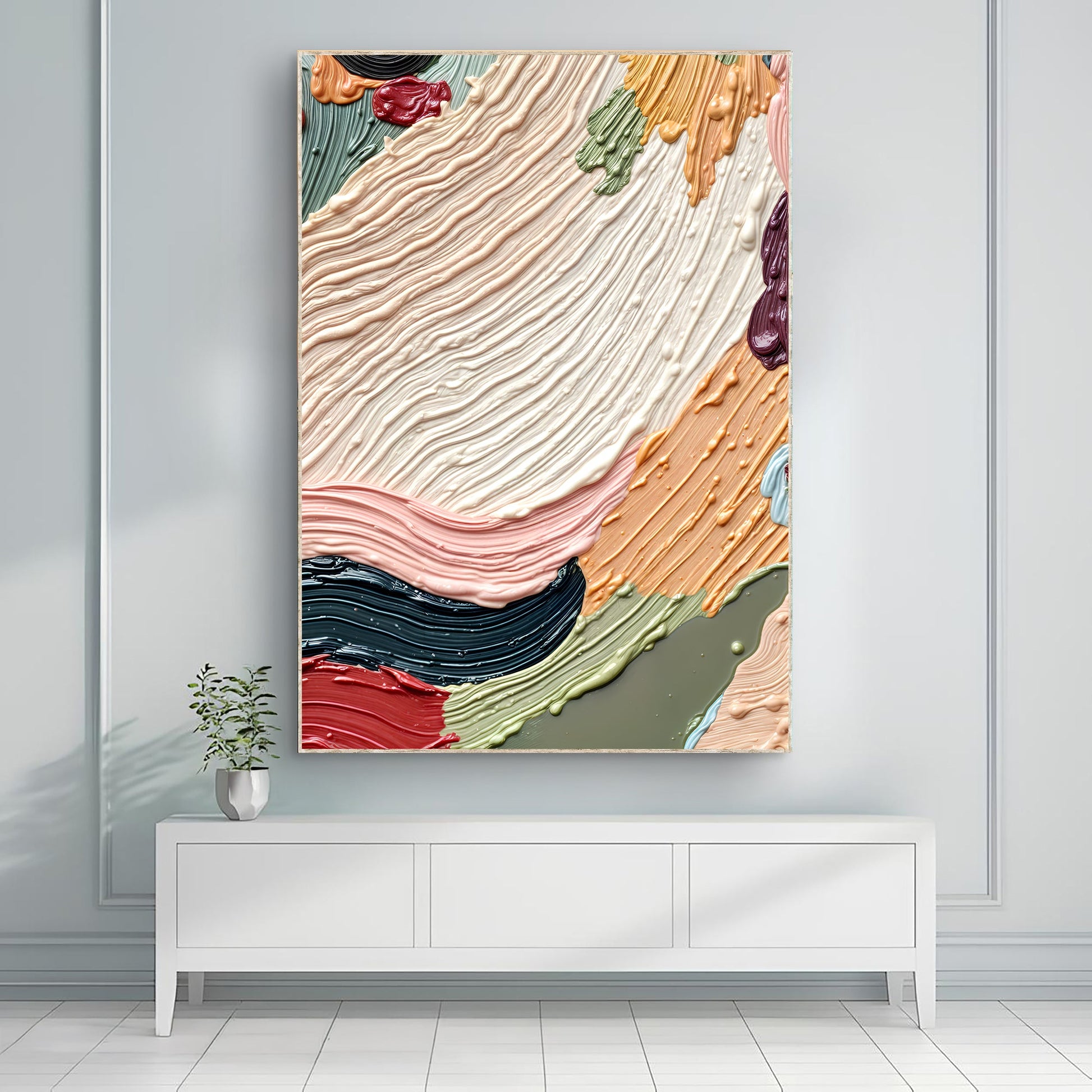 Colorful abstract canvas wall art with bold vivid hues and expressive brushwork