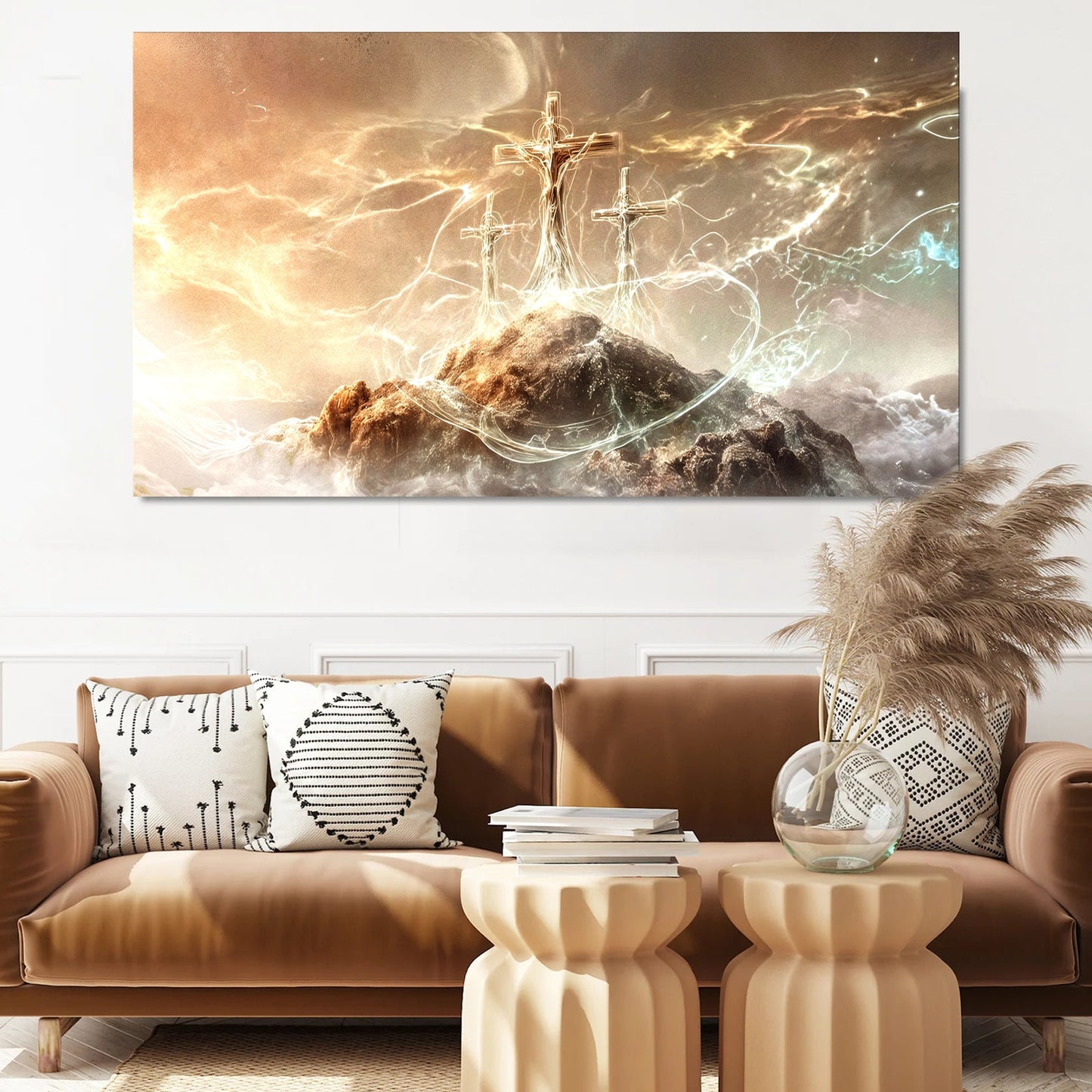He Is Risen faith canvas wall art with powerful Easter typography on gallery-wrapped premium canvas