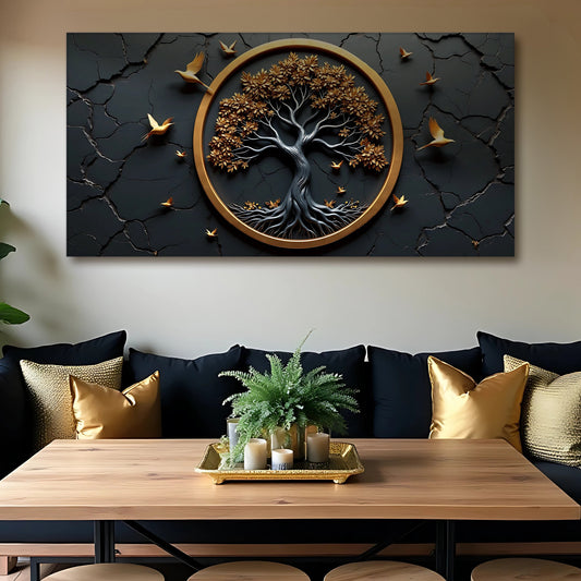 Celtic Tree of Life canvas wall art in warm golden tones