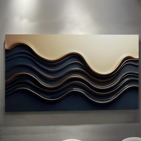 Black and gold minimalist abstract canvas with rich tones and fine gold elements