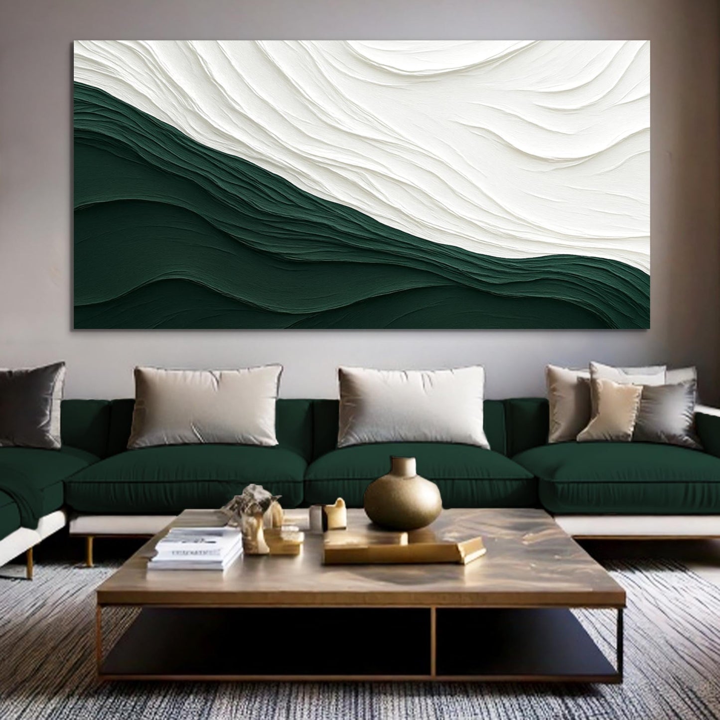 Abstract minimalist canvas wall art with spare refined composition in neutral tones