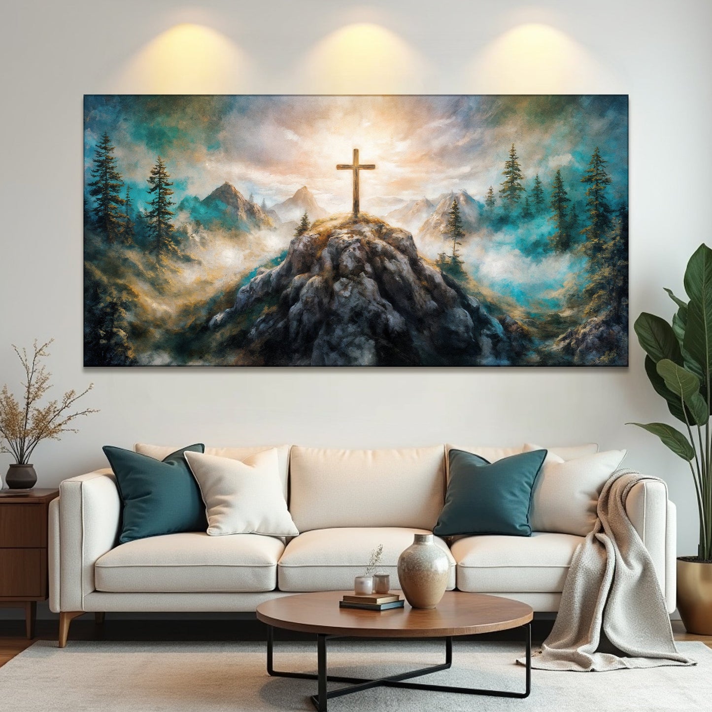 Cross on a Hill Faith Canvas Wall Art