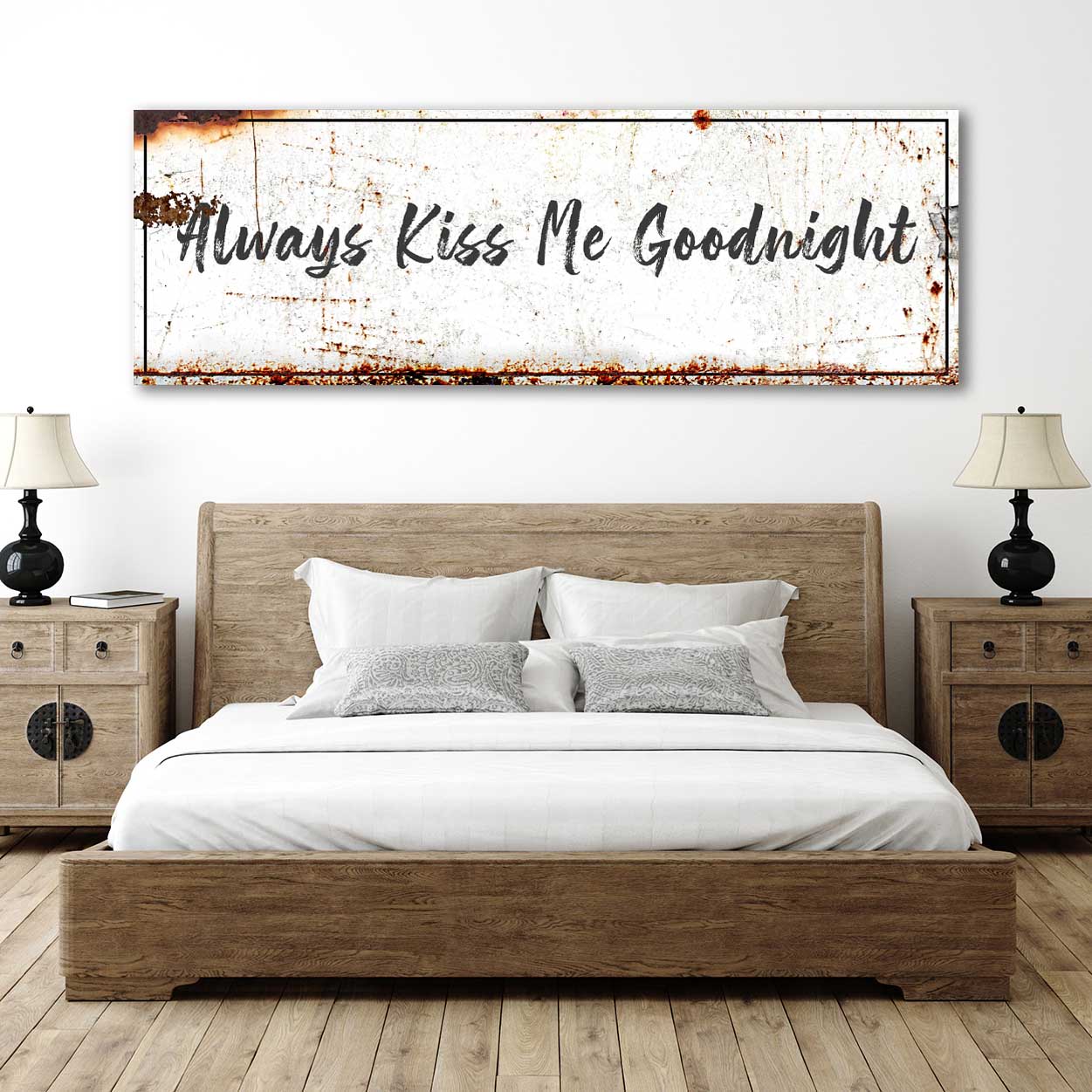Always Kiss Me Goodnight couple canvas wall art