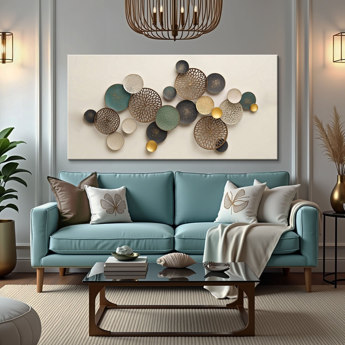 Lotus leaf abstract canvas wall art — botanical floral art, gallery-wrapped, ready to hang