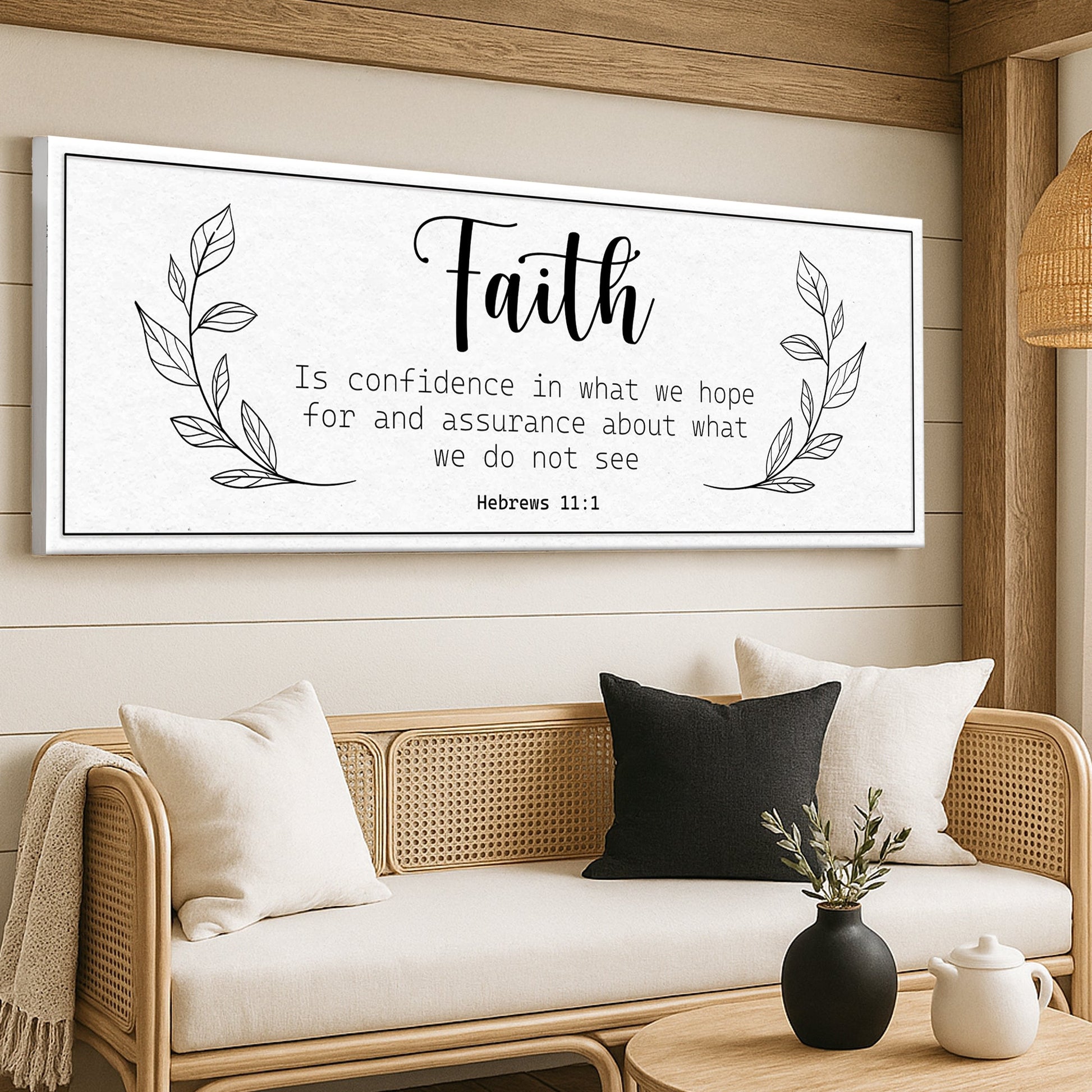Hebrews 11:1 Faith Is Confidence scripture canvas wall art, vertical faith sign