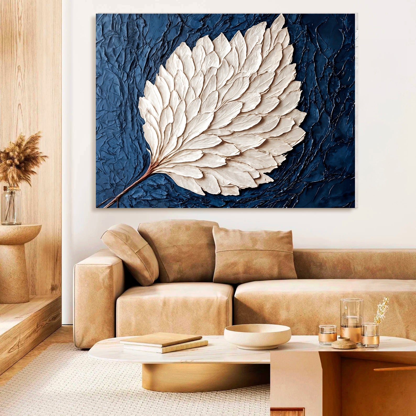 Ivory bloom floral canvas wall art with delicate flower motif in soft palette