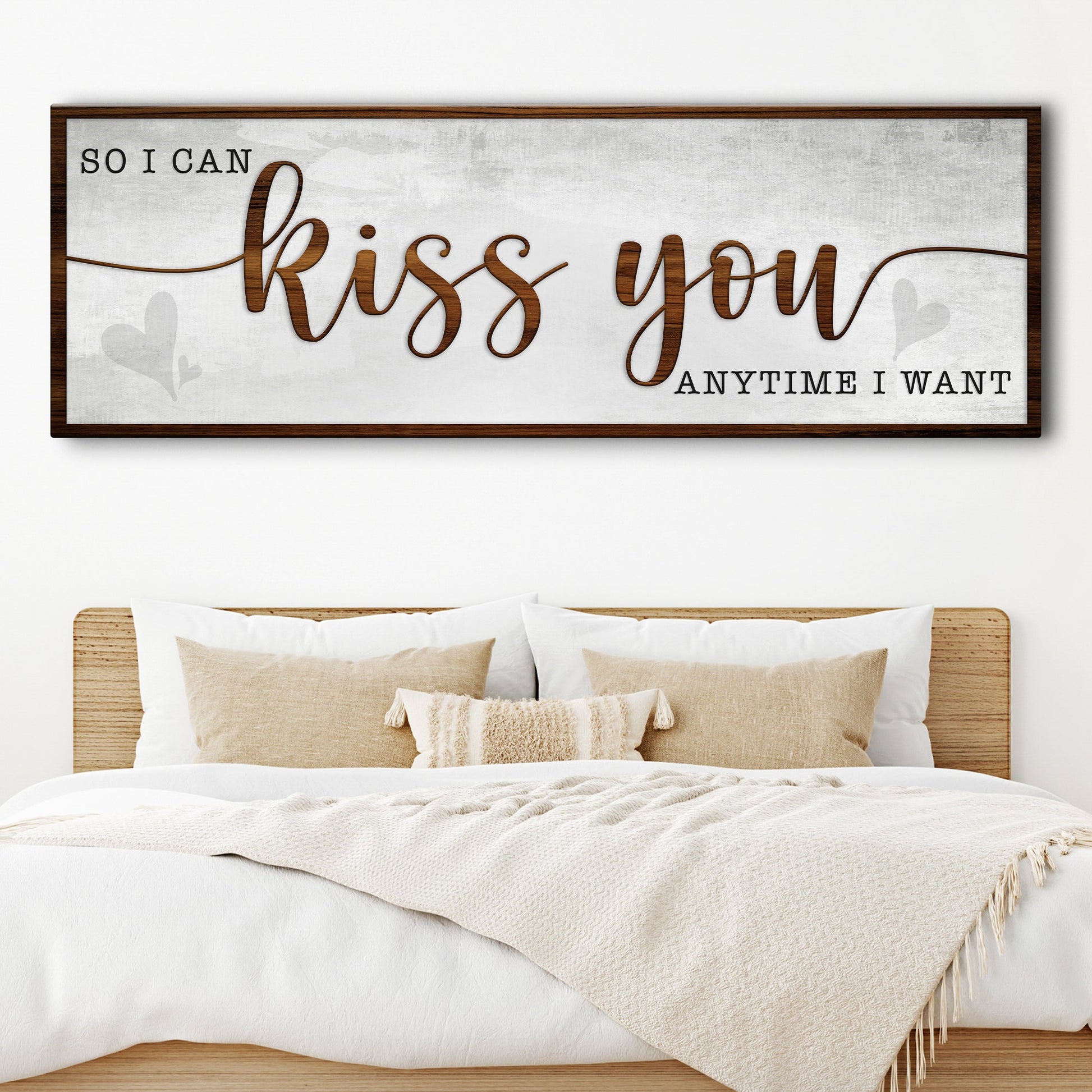 So I can kiss you anytime bedroom romantic quote canvas wall art
