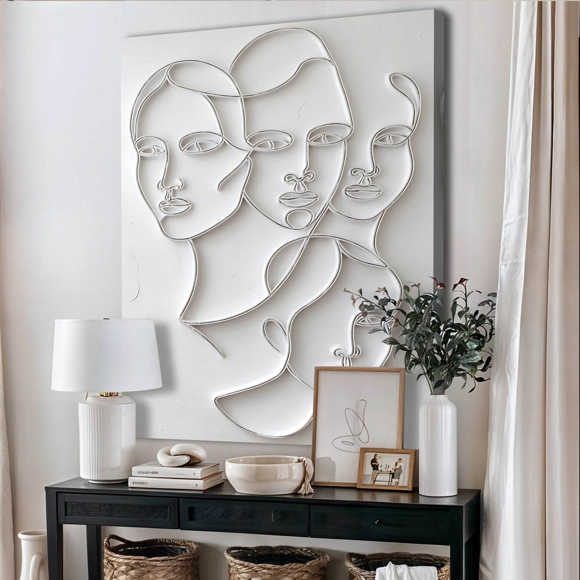 3D minimalist faces canvas wall art design