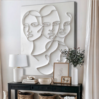 3D minimalist faces canvas wall art design