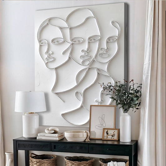 3D minimalist faces canvas wall art design