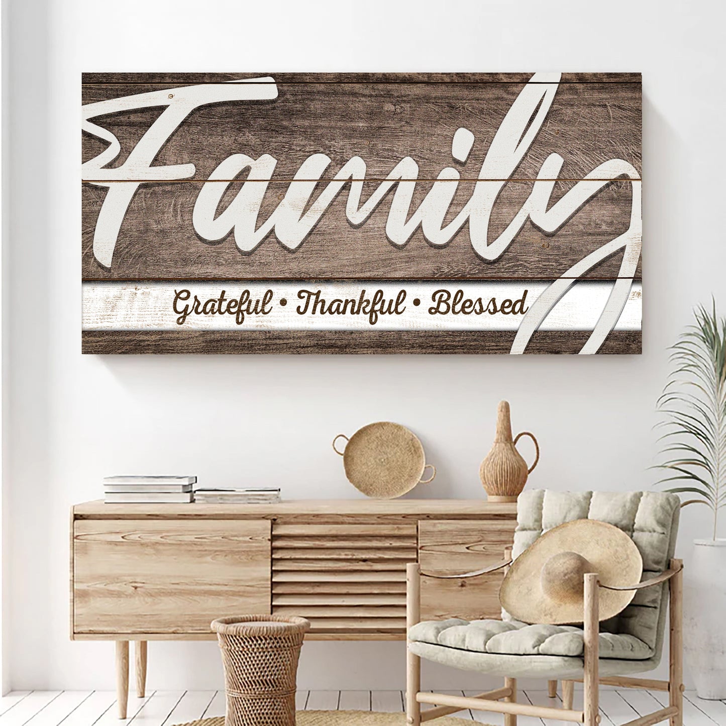 Grateful Thankful Blessed Canvas Wall Art III