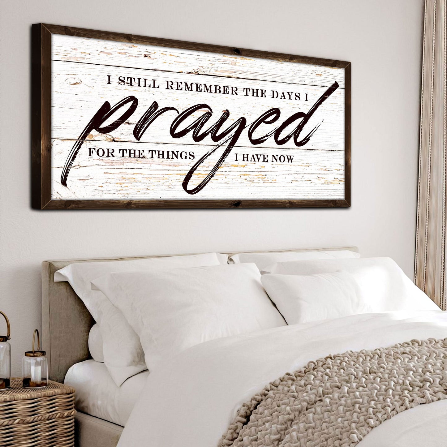 I Still Remember The Days I Prayed wide canvas sign with inspirational faith lettering