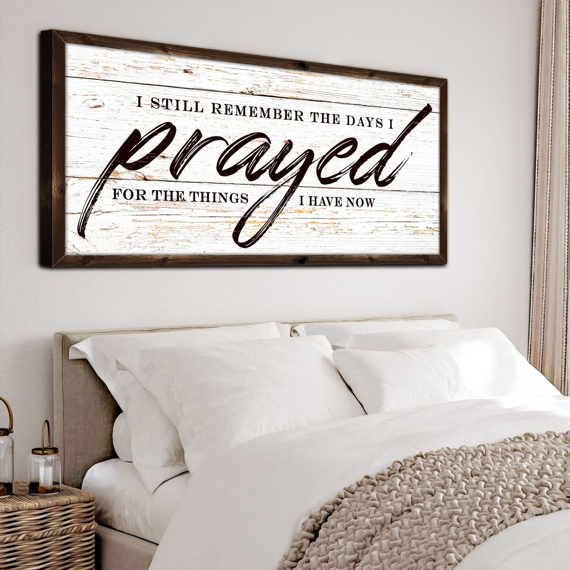 I Still Remember The Days I Prayed wide canvas sign with inspirational faith lettering