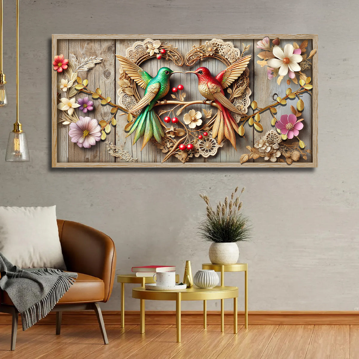 3D Hummingbirds Canvas Wall Art VII