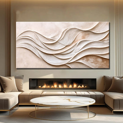 Modern abstract minimalist canvas wall art in neutral tones, ready to hang