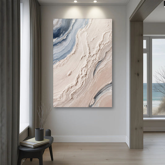 Minimalist waves canvas wall art style 3 — soft coastal abstract gallery wrapped
