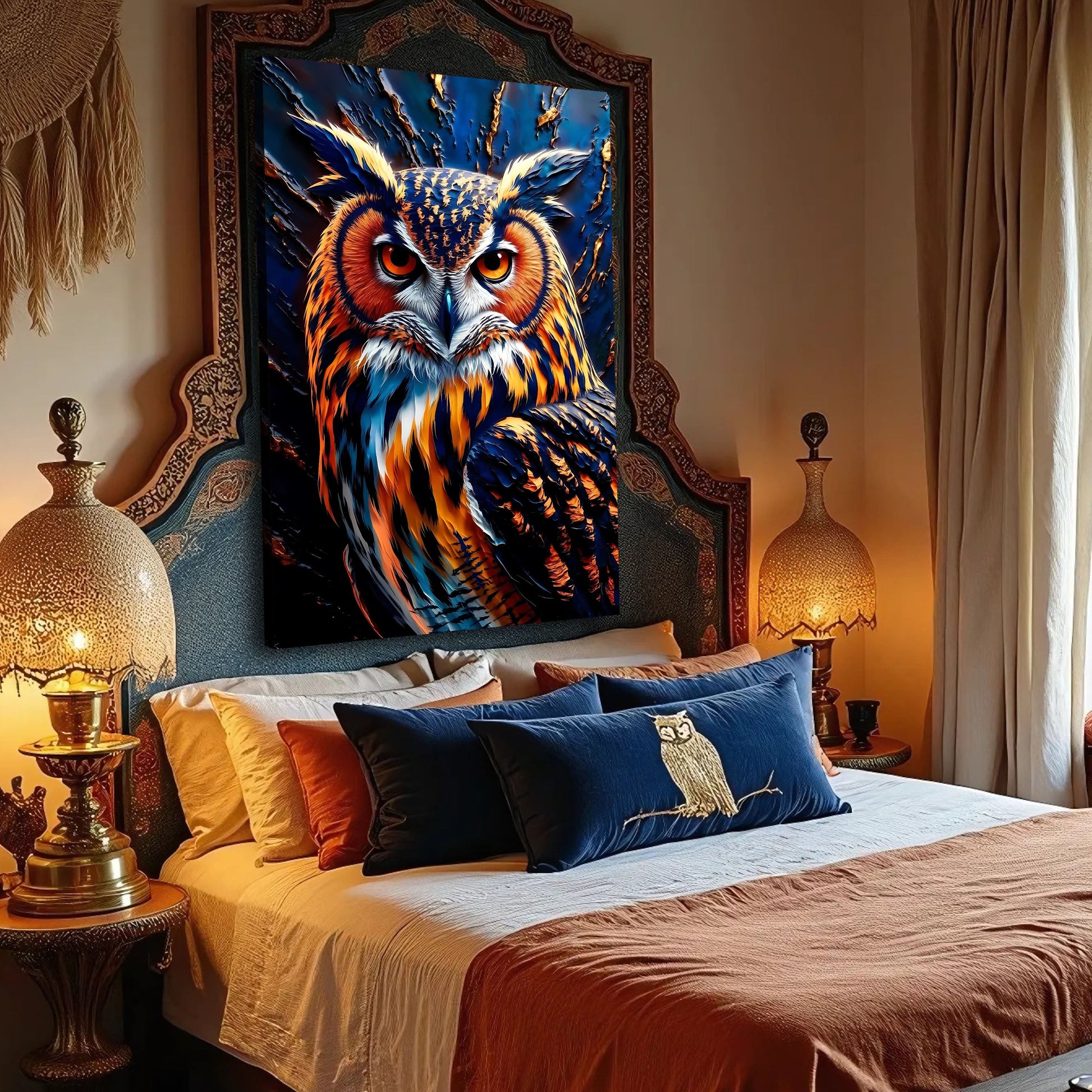 Abstract owl canvas wall art