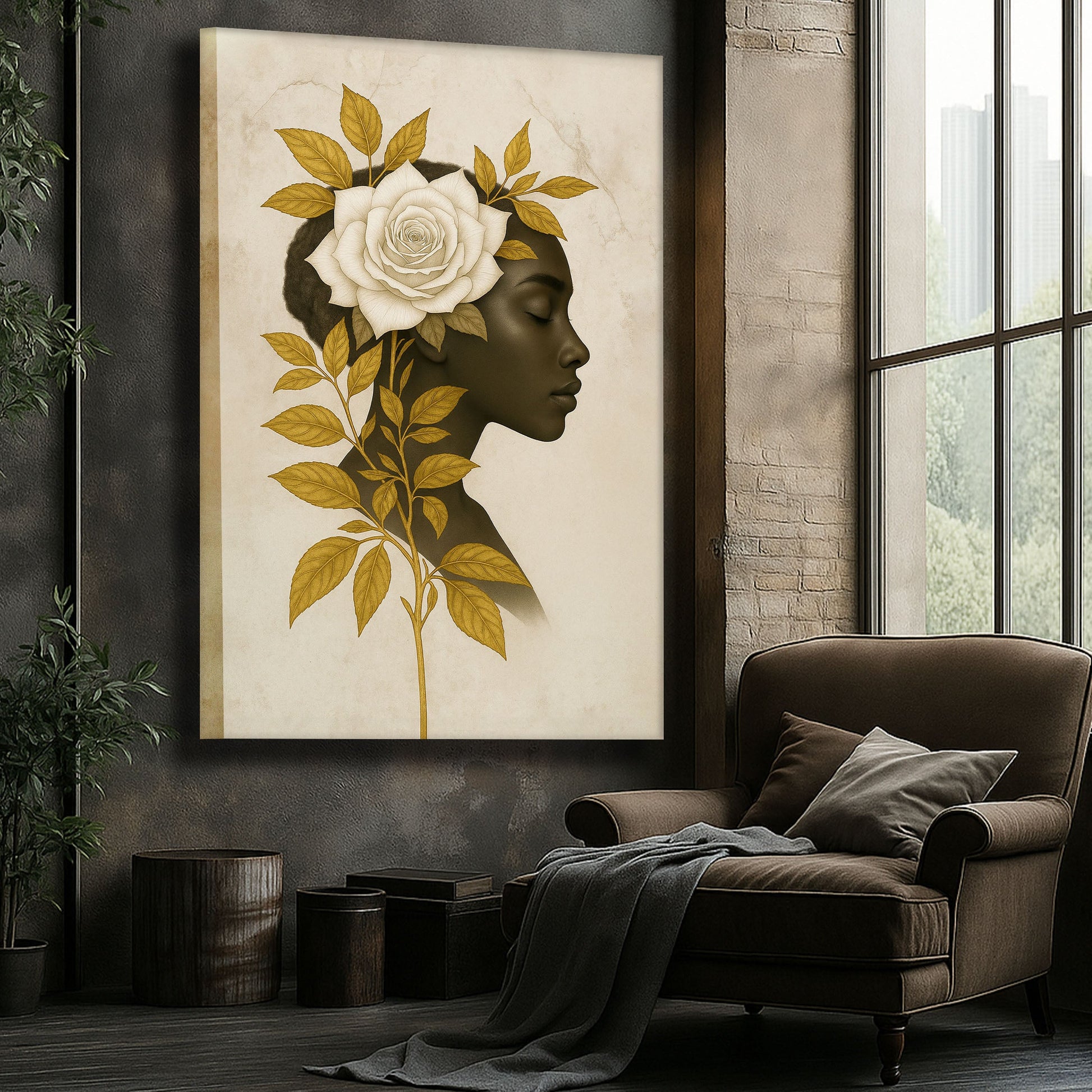 Floral Majesty canvas wall art with jewel-tone blooms, gallery-wrapped, ready to hang