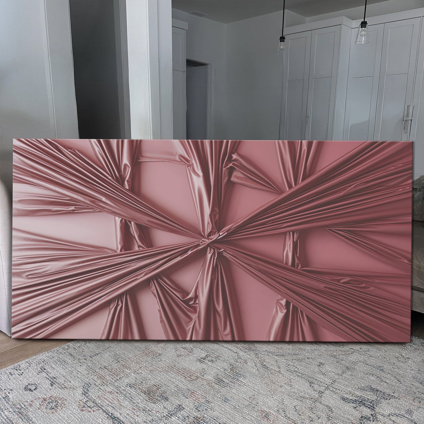 Modern abstract minimalist canvas wall art with calm tones and wide-format composition