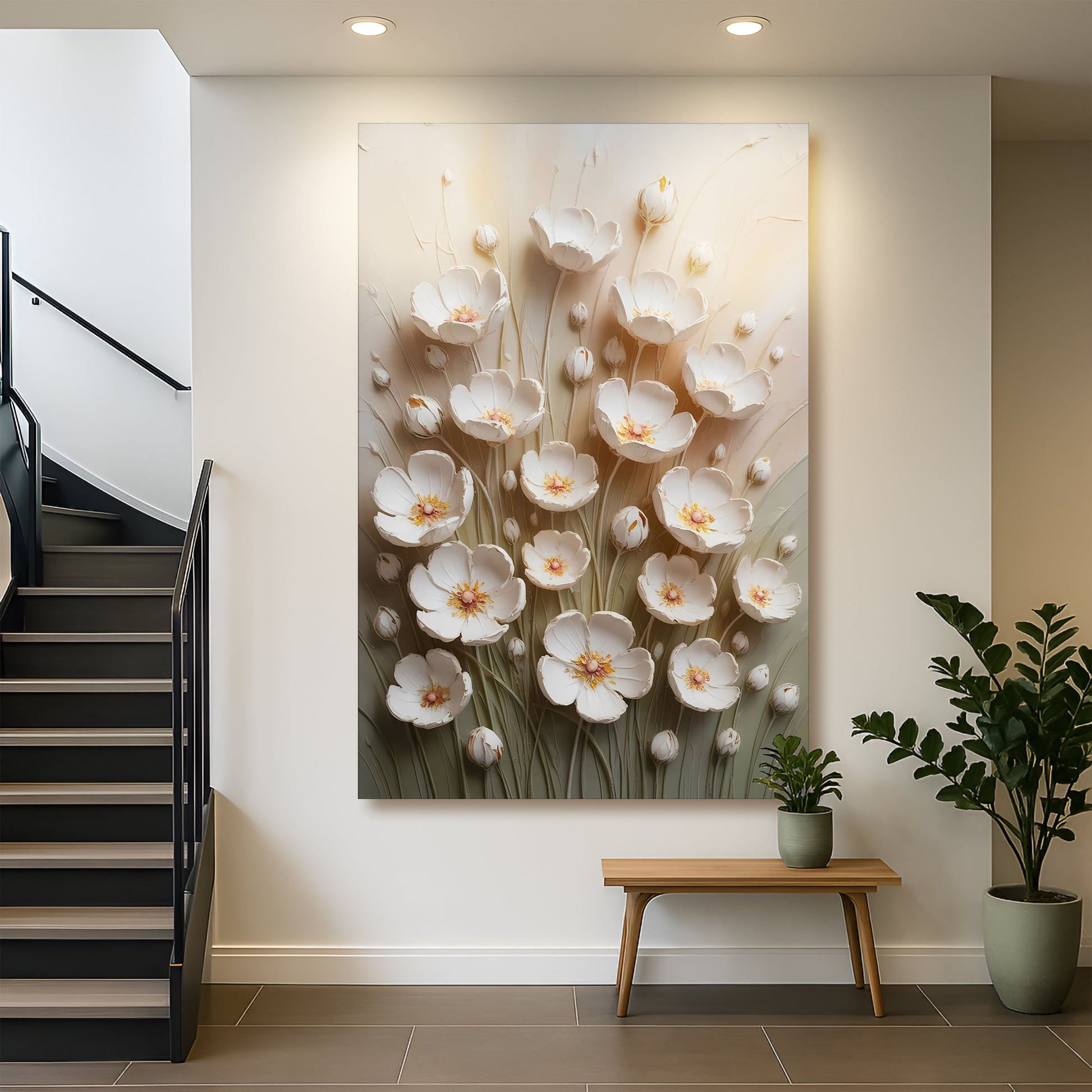 Floral canvas wall art vibrant blooms on gallery-wrapped canvas, ready to hang